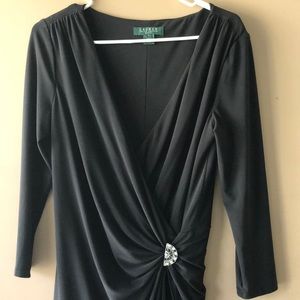 Ralph Lauren Size 8, 3/4 slv Black Evening Dress